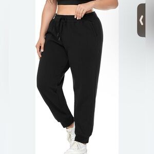 Xersion Black Fleece Joggers 3X High Rise Drawstring Super Soft Sweatpants NWT